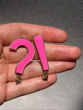 Unbranded Pink Question Mark & Exclamation Statement Earrings